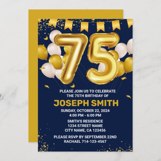 75e anniversaire Jalon Invitation anniversaire (Devant / Derrière)