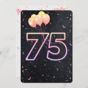 75e anniversaire Neon Connexion Invitation noire