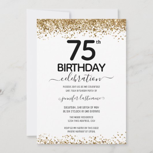 75e anniversaire Parties scintillant Invitation (Devant)