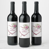 75e Anniversaire Pink Heart Ribbon Wine Étiquette (Bouteilles)