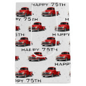 75e anniversaire Red Retro Camion sac cadeau moyen (Dos)