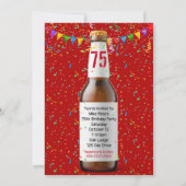 75e Birthday Party Beer Bottle Invitation Kaart (Voorkant)