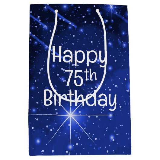 75e Birthday Star Galaxy Medium Cadeauzakje (Voorkant)
