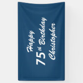 75e bordje op geboortedag personaliseren Blauwe sp Spandoek (Verticaal)