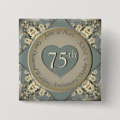 75e bruiloft diamant Jubileum Vierkante Button 5,1 Cm (Voorkant)