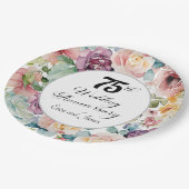 75e bruiloft Jubileum Elegant Script Floral Papieren Bordje (Gekanteld)