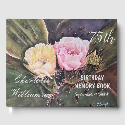 75e Cactus Floral Birthday Memory Gastenboek (Voorkant)