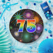 75e Evenement - Leuk, Kleurrijk, Vet, Regenboog 75 Papieren Bordje (Feest)