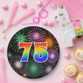 75e Evenement - Leuk, Kleurrijk, Vet, Regenboog 75 Papieren Bordje (Feest)