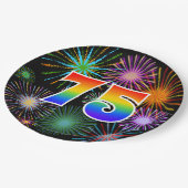 75e Evenement - Leuk, Kleurrijk, Vet, Regenboog 75 Papieren Bordje (Gekanteld)