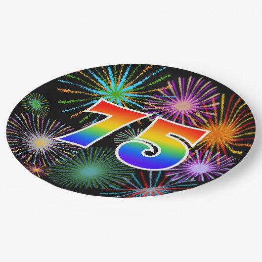 75e Evenement - Leuk, Kleurrijk, Vet, Regenboog 75 Papieren Bordje (Gekanteld)