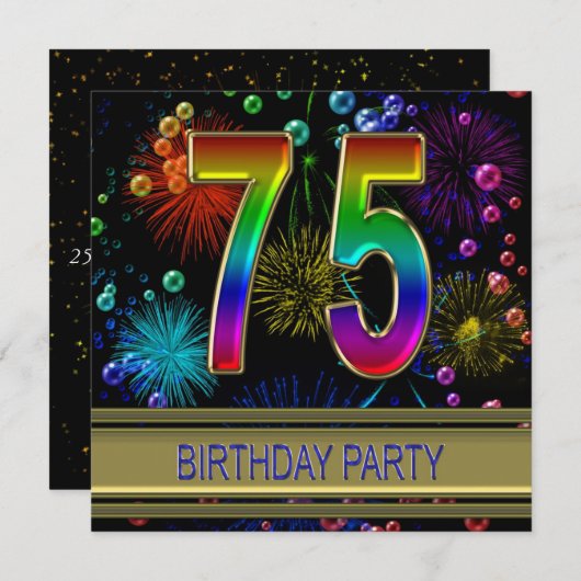 75e fête d'anniversaire Invitation avec bulles (Devant / Derrière)