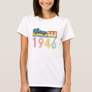 75e geboortedag Retro 1946 Cassettebandje T-shirt