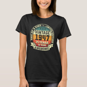 75e geboortedag Retro Geweldige 1947 75 jaar T-shirt