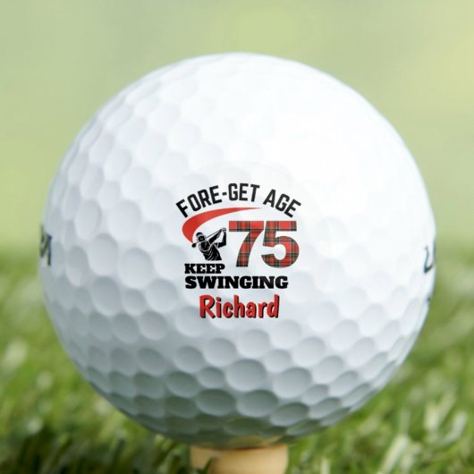 75e geschenk voor collega - 70 jaar Red Plaid Gift Golfballen