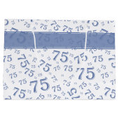 75e Happy Birthday Blue/White Number Pattern Groot Cadeauzakje (Achterkant)
