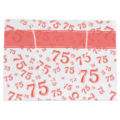 75e Happy Birthday Coral/White Number Pattern Groot Cadeauzakje (Achterkant)