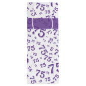 75e Happy Birthday Paars/White Number Pattern Wijn Cadeautas (Achterkant)