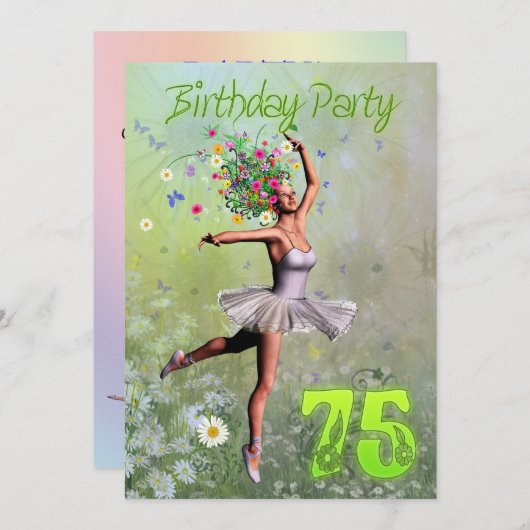 75e invitation de fête d'anniversaire (Devant / Derrière)