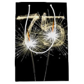 75e jaarsparklers op zwart medium cadeauzakje (Voorkant)