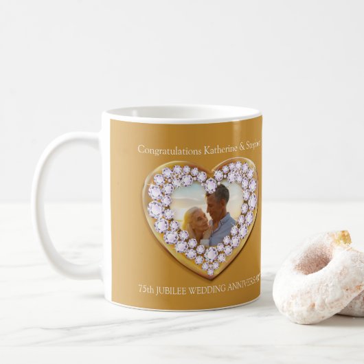 75e jubilé mariage anniversaire photo mug (Avec donut)