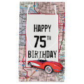 75e marthday Retro Corvette op kaart Klein Cadeauzakje (Voorkant)