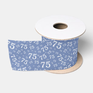 75e Moderne Willekeurige Getal Patroon Blauw/Wit Lint