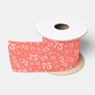 75e Moderne Willekeurige Nummer Patroon Koraal/Wit Lint