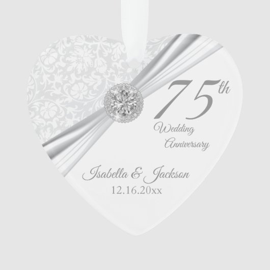 75e of 60e Diamond Wedding Jubileum Keepasje Ornament (voorkant)