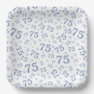 75e Partij Willekeurige Nummer Patroon Blauw/Wit Papieren Bordje