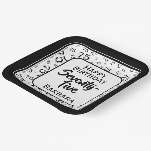 75e Partij Willekeurige Nummer Patroon Zwart/Wit Papieren Bordje (Gebogen)