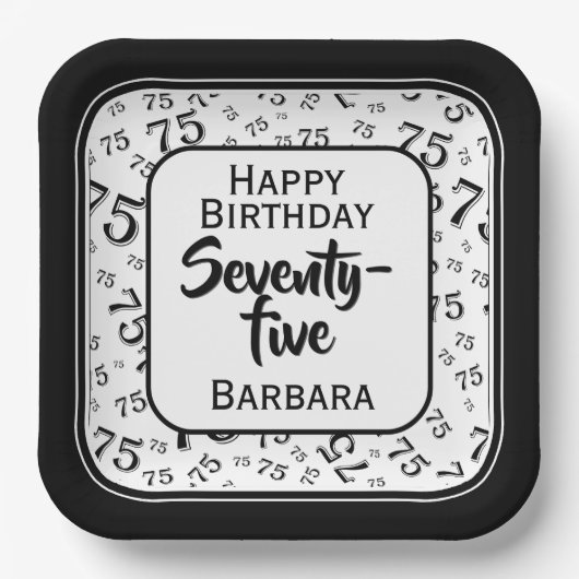 75e Partij Willekeurige Nummer Patroon Zwart/Wit Papieren Bordje (Voorkant)