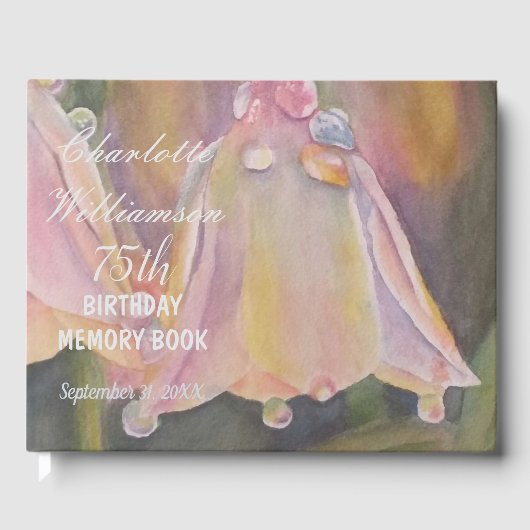75e pastei Bell Floral Birthday Memory Gastenboek (Voorkant)