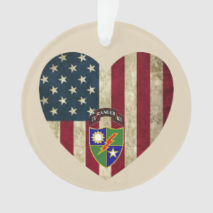 75e Ranger Regiment American Heart Flag Ornament