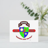 75E RANGER REGIMENT "ARMY RANGERS" BRIEFKAART (Staand voorkant)