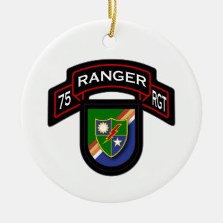 75e Ranger Rgt - scroll & flash Keramisch Ornament