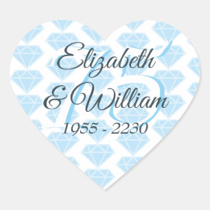 75e trouwdag diamanten feest hart sticker