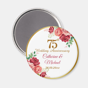 75e trouwjubileum gouden lijst bloemen magneet