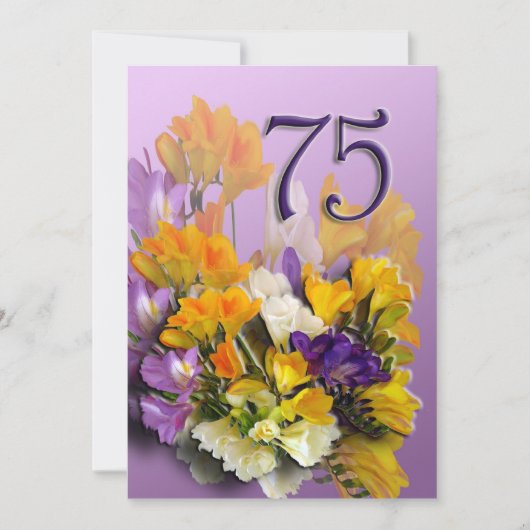 75e uitnodiging van de Birthday Party - Bouquet (Voorkant)