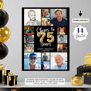 75e verjaardag 14 Fotocollage Proost op 75 jaar Poster