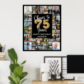 75e Verjaardag 51 Fotocollage Proost op 75 Jaar Poster (Thuiskantoor)