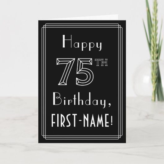 75e verjaardag: Art Deco Style # 75 en aangepaste  Kaart (Voorkant)