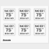 75e verjaardag: Art Deco Style + aangepaste naam Vierkante Sticker (Vel)