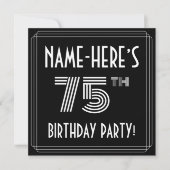 75e verjaardag: Art Deco Style met aangepaste naam Kaart (Voorkant)