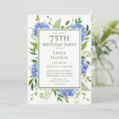 75e verjaardag Blauwe Hortensia's Kaart (Staand voorkant)