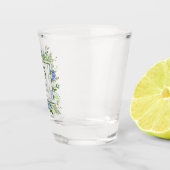 75e verjaardag Blauwe Hortensia's Shot Glas (Rechts)