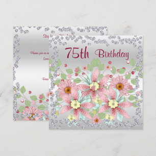 75e Verjaardag Bloemen Display & Diamanten Kaart