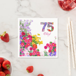 75e verjaardag Bloementuin Elegant Feest Servet