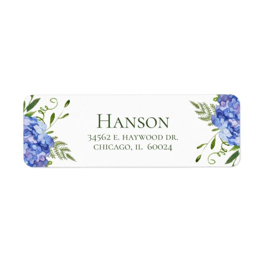 75e verjaardag Blue Hydrangeas retouradres Etiket (Voorkant)
