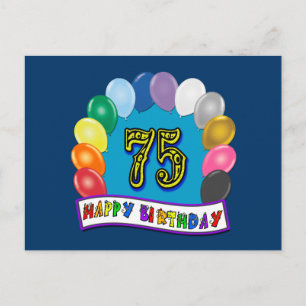 75e verjaardag cadeaus met diverse ballonnen Desig Briefkaart